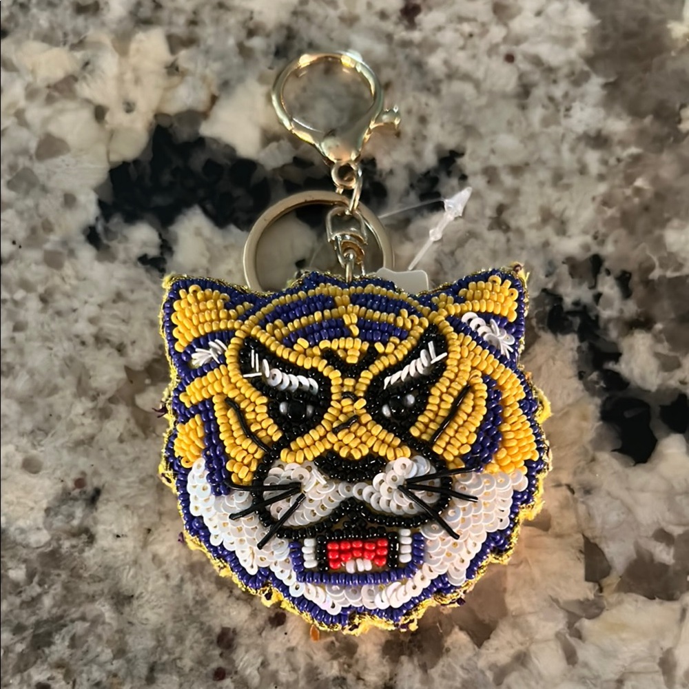 Beaded Tiger Keychain